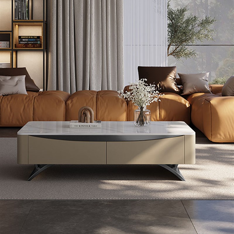 轻奢风岩板茶几电视柜2023年新款客厅大小户型高端长方形网红茶几