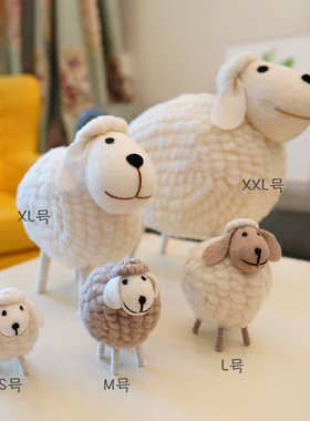 圣诞节毛毡大号羊桌面摆件家居客厅创意装饰品摄影道具手作工艺品
