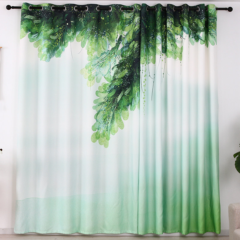 田园风绿植小新窗帘定制成品窗帘布出租房民宿加厚遮光帘