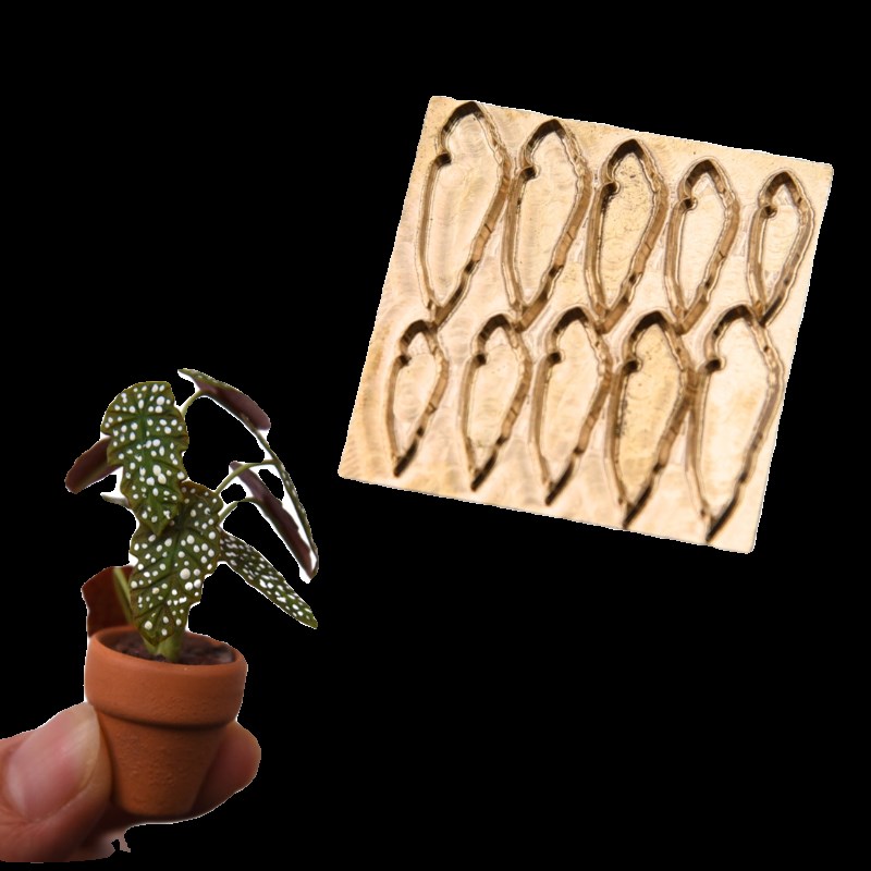 diy微缩绿植秋海棠 树脂黏土叶纹理叶脉铜板压模翻糖叶子铜制模具