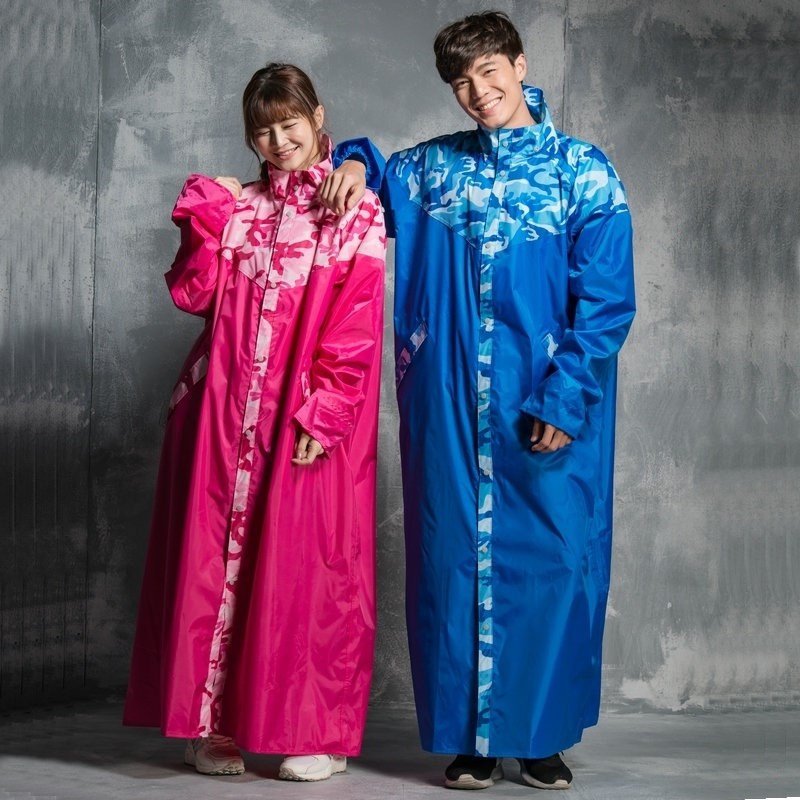 飞时尚迷彩长款雨衣女拉链男全身摩防暴雨雨披