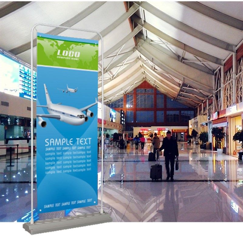 注水门型展架铁质挂画架易拉宝防风门形海报架写真展示架