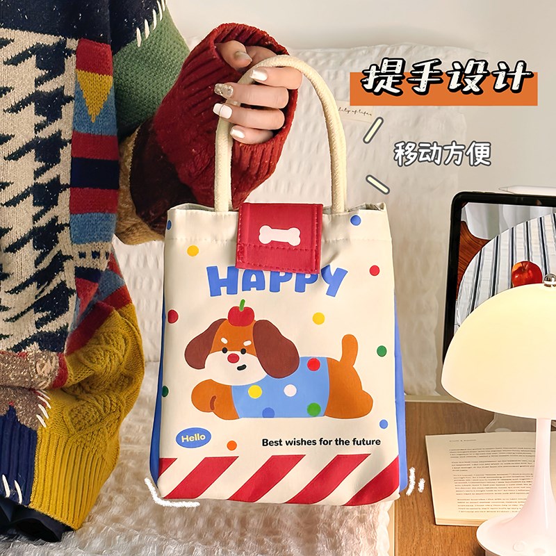 可爱保温饭盒袋大容量便当包上班族学生带饭包便携手提餐包零食袋