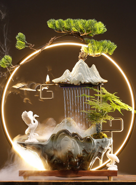 招财流水循环水客厅生财创意家居喷泉装饰办公室桌面业礼品