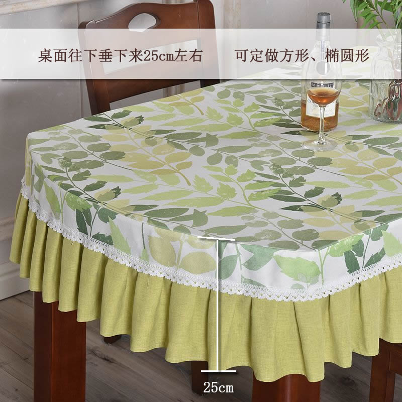 田园小清新折叠椭圆桌布餐桌伸缩圆桌桌罩长方形茶几桌布定制