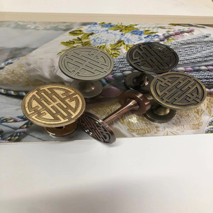 简约圆盘壁钩辅料窗帘扣金属墙钩 包邮 一对中式 窗帘挂钩锌合金中式