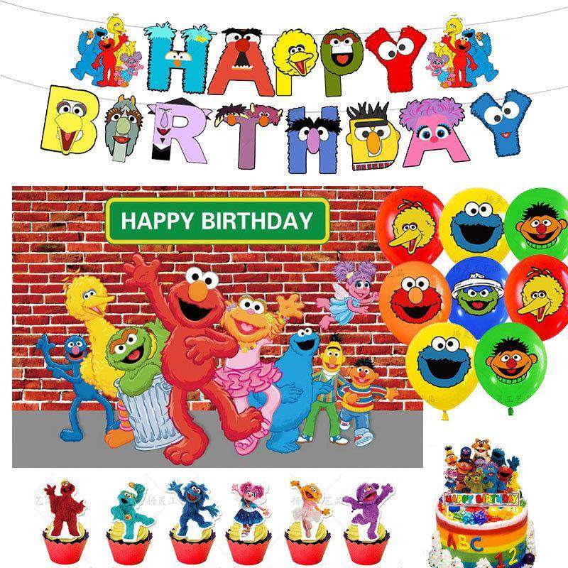 芝麻街主题儿童生日派对客厅布置背景墙挂布海报拉旗气球蛋糕装饰,节庆用品/礼品,节日装扮用品,淘宝优惠券,粉丝福利购,淘宝优惠卷