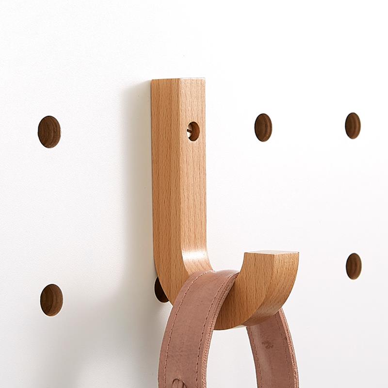 木目iwood 15mm圆孔洞洞板置物架配件挂钩 单个J字实木挂衣钩衣服