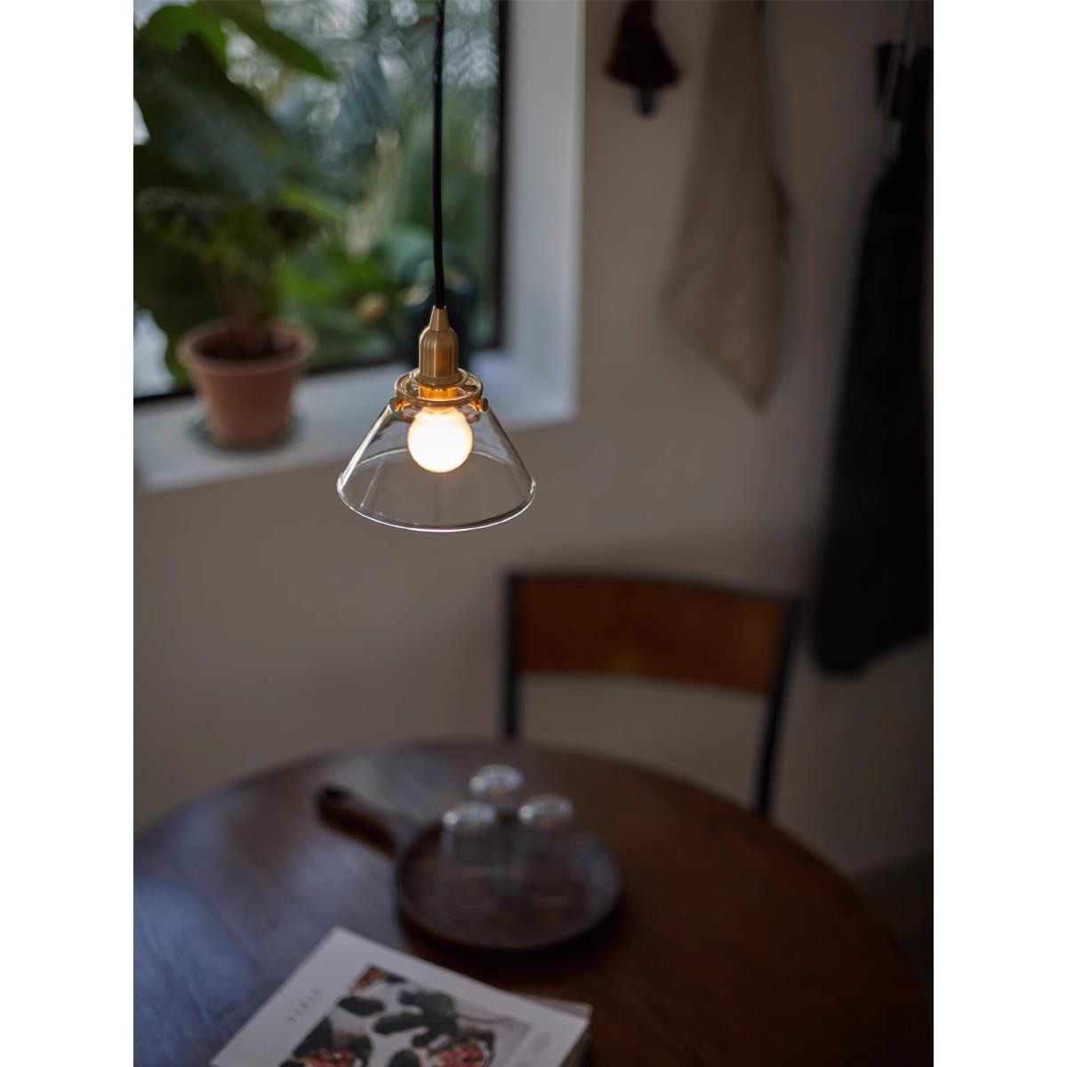 复古黄铜玻璃吊灯日式北欧吧台餐厅厨房咖啡厅床头磁吸轨道小吊灯