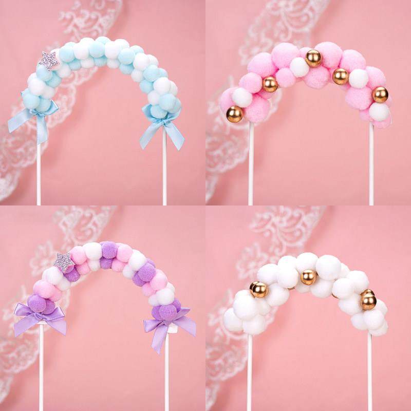 蛋糕装饰摆件毛球拱门公主风生日蛋糕装饰毛球五角心毛球蛋糕插牌,节庆用品/礼品,节日装扮用品,淘宝优惠券,粉丝福利购,淘宝优惠卷