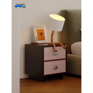 LIM界限中古风床头柜覆古双层床边柜拼色撞色储物小柜子烤漆定制Z