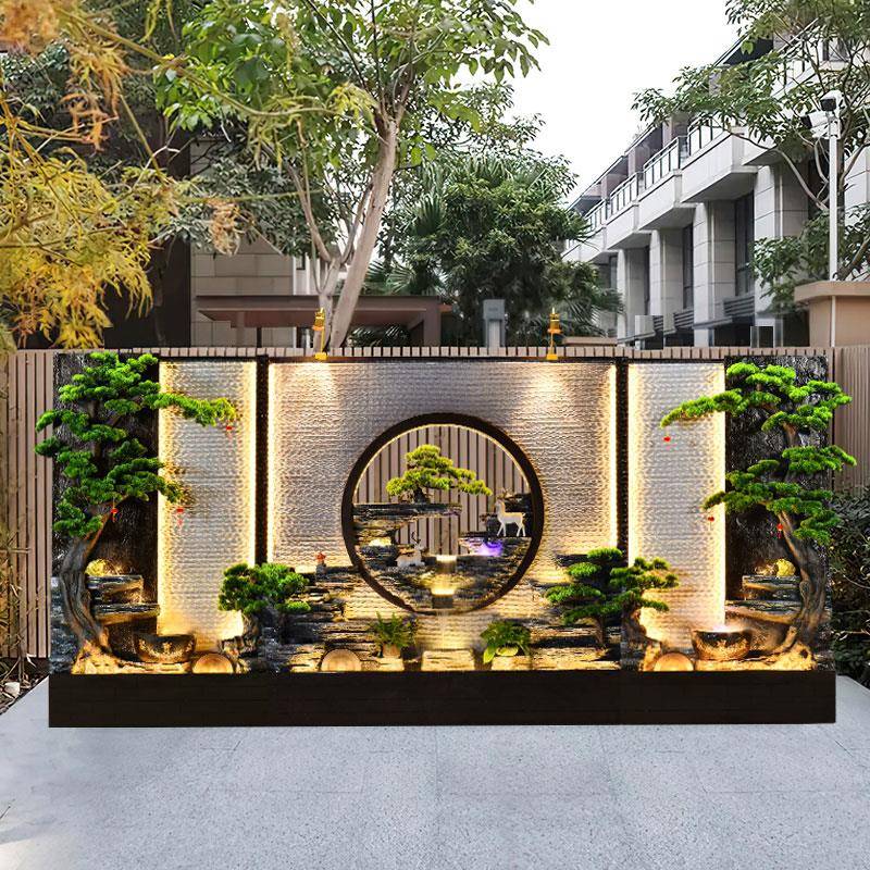 水幕墙假山喷泉摆件公司酒店流水屏风室内隔断别墅庭院鱼池造景观