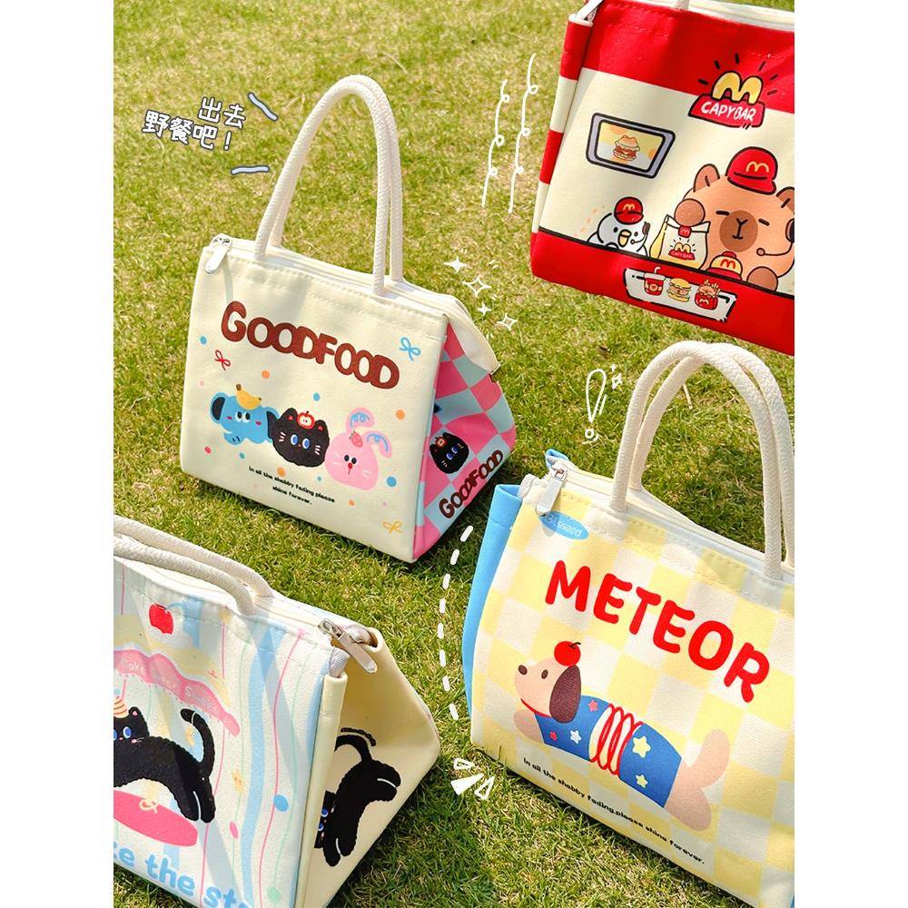 可爱饭盒手提袋子学生上班族午餐带饭保温袋便当包外出便携野餐包