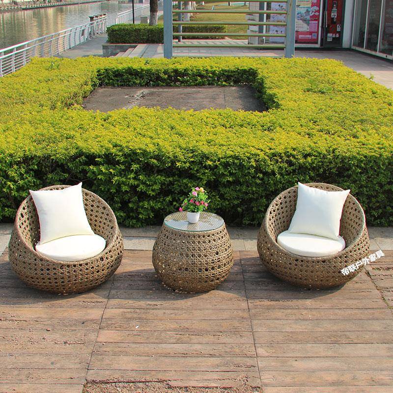 户外藤编沙发三件套组合别墅庭院设计师花园鸟巢阳台休闲藤椅沙发
