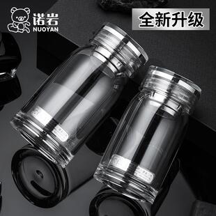 诺岩玻璃杯可携式外带隔热单层加厚大容量杯子家用泡茶杯水杯女夏