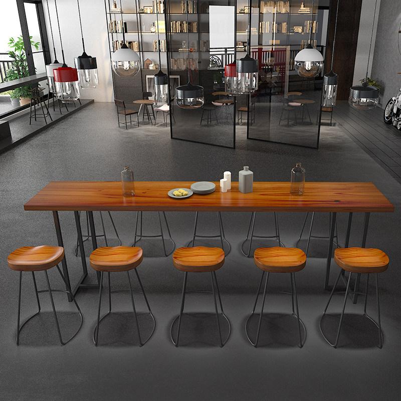 实木吧台桌家用小阳台吧台靠墙窄桌奶茶西餐厅酒吧桌简约高脚桌椅