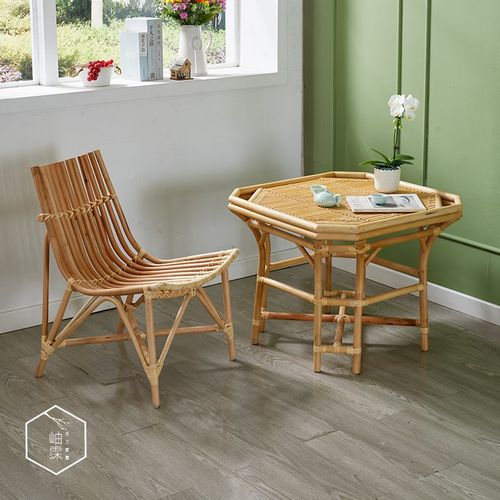 藤竹编桌椅组合阳台三件套庭院套装靠背椅餐椅休闲家用喝茶设计感