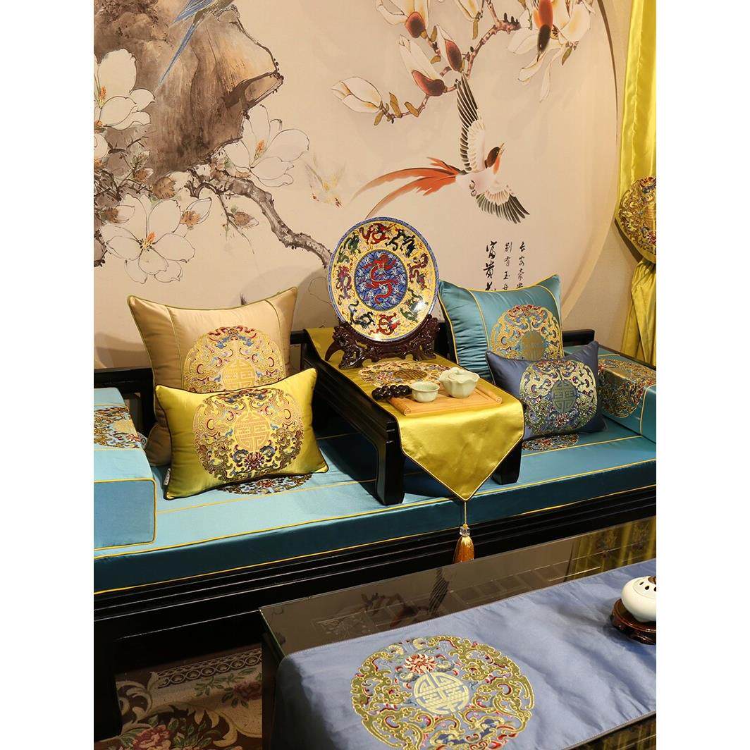 新中式红木沙发座垫，古典实木家具，罗汉床垫五件套，榻榻米可定