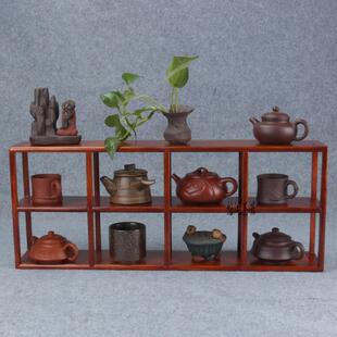 花梨博古架实木桌面茶杯茶具收纳层架简约茶室置物架子紫砂壶摆放
