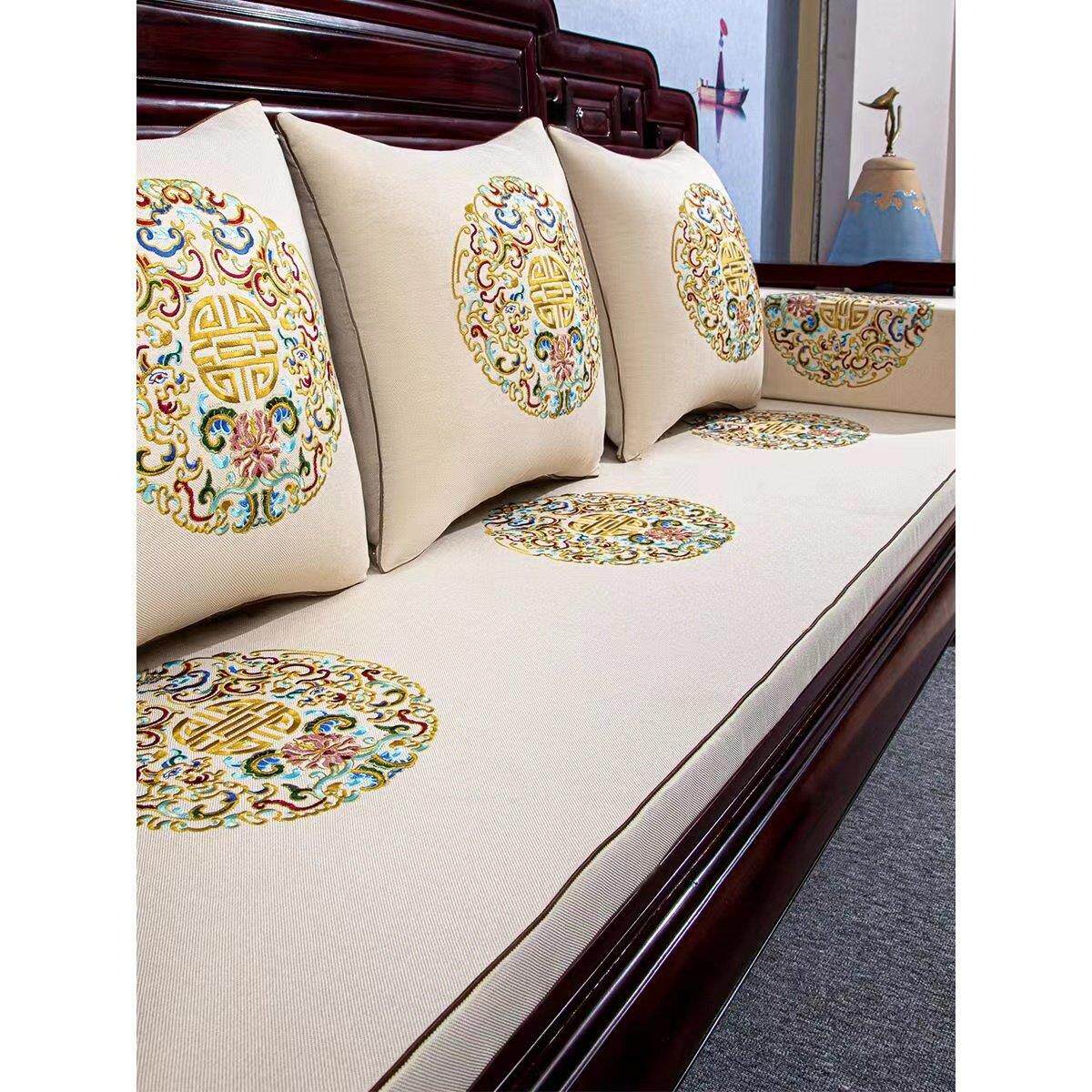 红木沙发坐垫新中式垫子套罩实木椅子沙发垫家具罗汉床垫海绵定制