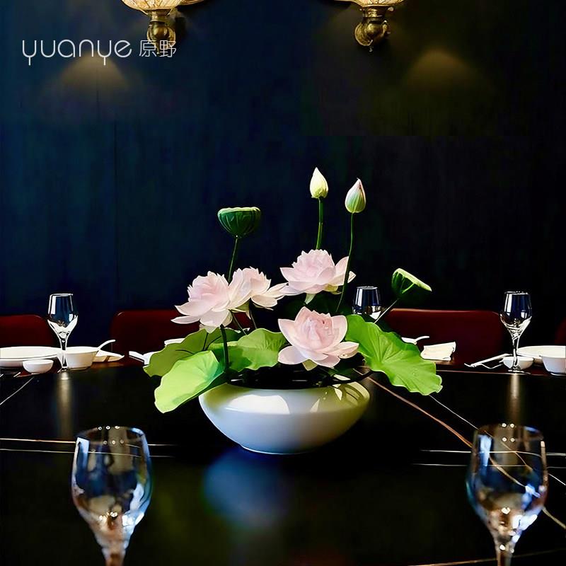 佛荷花莲花装餐仿真花荷叶中式酒店客厅饰堂AC202508桌供佛摆设件