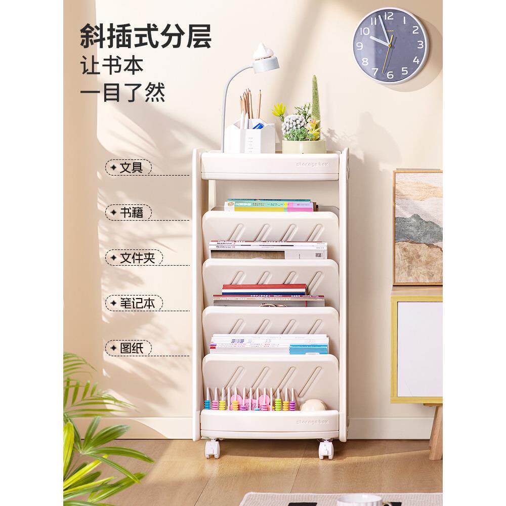 儿童书架可移动宝宝绘收纳架落地522家用桌置架小边推本车物侧边
