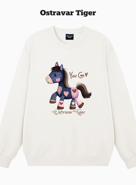 专柜新款 Ostravar Tiger潮牌2026春季套头圆领无帽女卫衣上衣