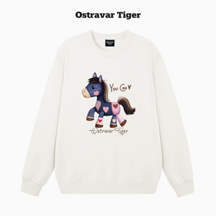 套头圆领无帽女休闲卫衣上衣 Tiger潮牌2026春季 新款 Ostravar