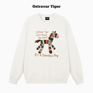 套头圆领无帽女卫衣外套 Tiger潮牌2025秋冬季 专柜新款 Ostravar