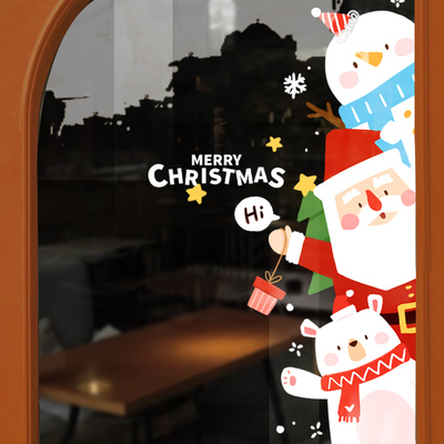 耶诞节装饰品窗花贴元旦活动装扮场景布置店铺橱窗静电玻璃门贴纸