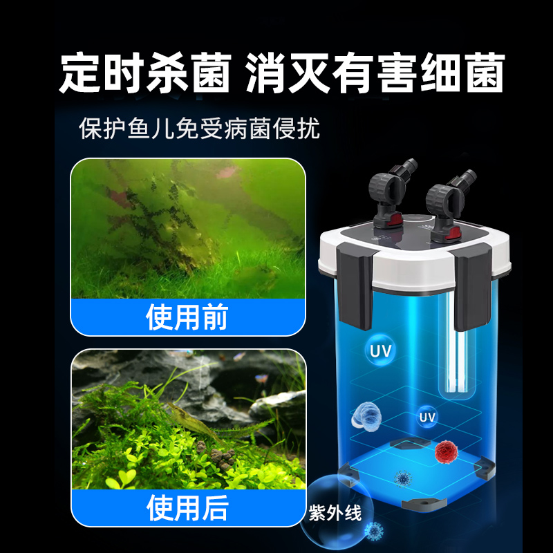 过滤桶鱼缸外置松宝过滤器净水循环三合一除油膜滤桶静音系统草缸