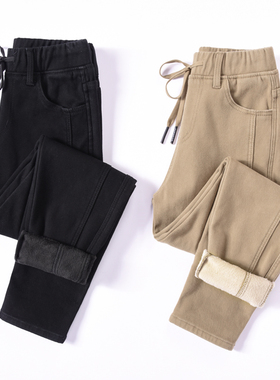 加绒裤子女加厚超长版高个子170全棉休闲裤加长版175保暖高腰棉裤