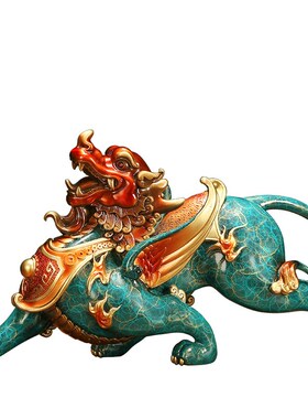 吉善堂《威武貔貅》铜工艺品摆件 家居客厅办公室招财装饰品0997