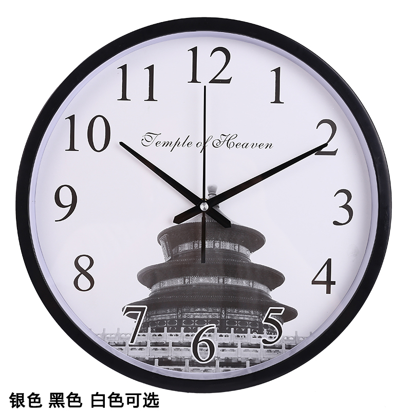 酒店大堂挂钟宾馆前台时钟创意金属圆形静音客厅挂钟金色世界时钟