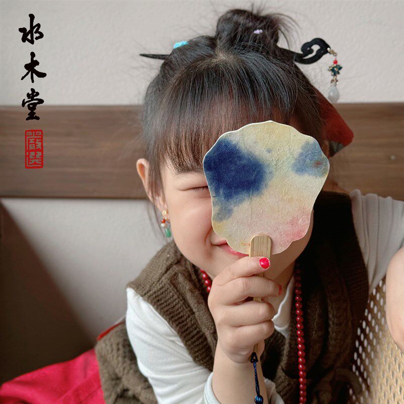 10把新款迷你小团扇彩色宣纸古风空白儿童手绘文创diy水彩国画