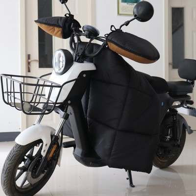 冬季踏板摩托电动车挡风被保暖薄款双面防水护膝分体式男单件黑色