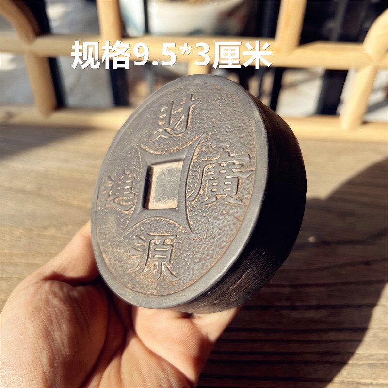 非遗砖雕摆件盖置杯垫铜钱招财进宝仿古财源广进古币茶壶茶宠配件