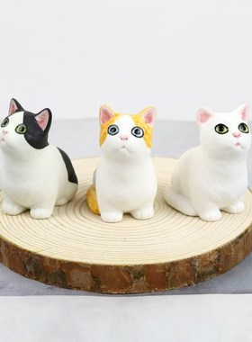 小猫咪陶瓷摆件创意装饰品可爱加菲猫公仔办公室桌面工位摆设礼物