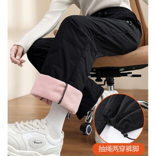 加长直筒羽绒裤女外穿2024新款冬季加厚防寒保暖宽松大码阔腿棉裤