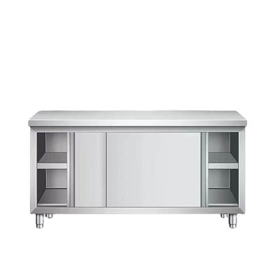 304加厚不锈钢组装款拉门工作台厨房操作台面商用家用储物收纳桌