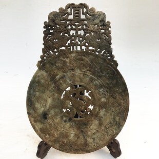 钰程本命年法器  直径23厘米岫玉古玉玉璧古玩仿古摆件做旧收藏老