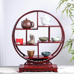 巴里黄檀全圆博古架小博古架茶壶架子红木中式多宝阁实木展示架