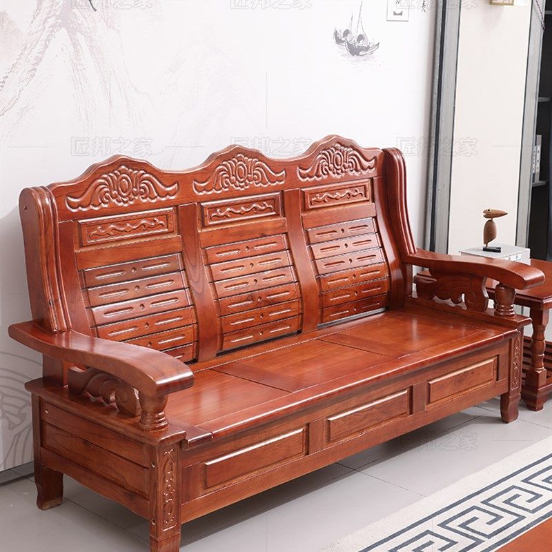 实木沙发座椅农村老式木质客厅组合单三人位两座长椅子中式凉椅子,住宅家具,实木沙发,淘宝优惠券,粉丝福利购,淘宝优惠卷