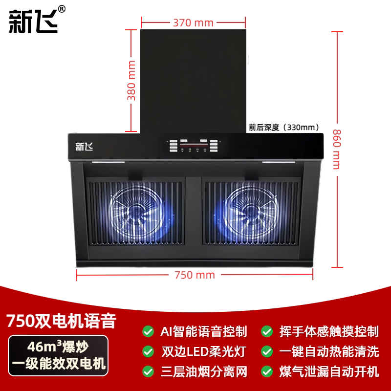新飞家用油烟分离双电机