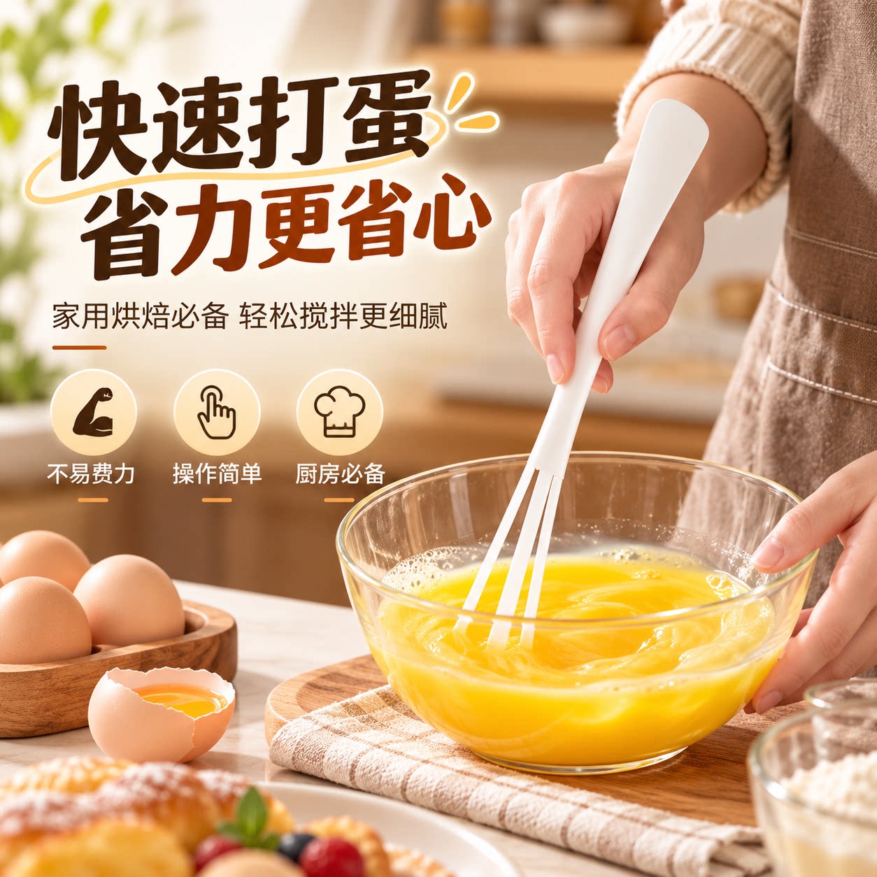 食品级PP塑料打蛋器多功能手动打蛋器创意厨房工具奶油搅拌工具