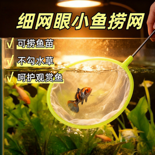 魚缸清潔用具小魚撈網(wǎng)細(xì)眼網(wǎng)兜魚苗魚網(wǎng)魚撈魚池過濾網(wǎng)魚缸清潔用