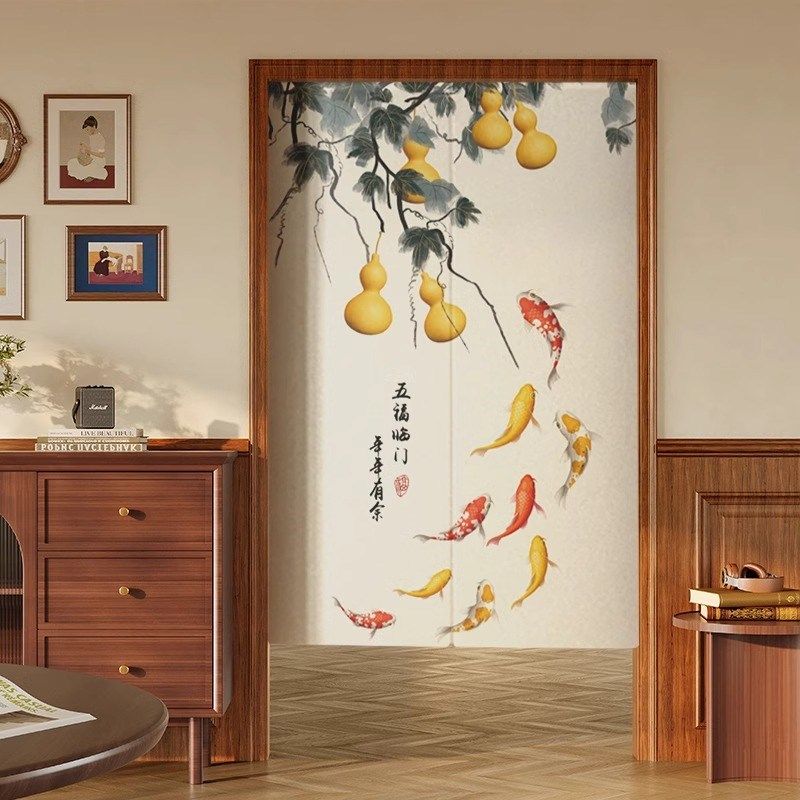 新中式防窥通风门帘半帘卧室房间家用厨房帘子隔断帘卫生间遮挡帘