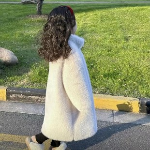 女童长款仿皮草大衣2023冬装新款中大童保暖防风毛毛衣外套时髦潮