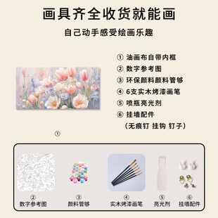 画尚梦数字油画diy手工填色画手绘客厅横版花卉高端大尺寸油彩画