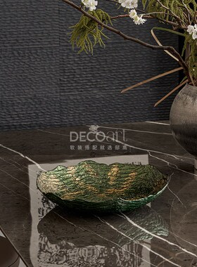 邸高家居 新中式别墅餐厅桌面乌金水墨大花瓶插花装饰罐软装摆件